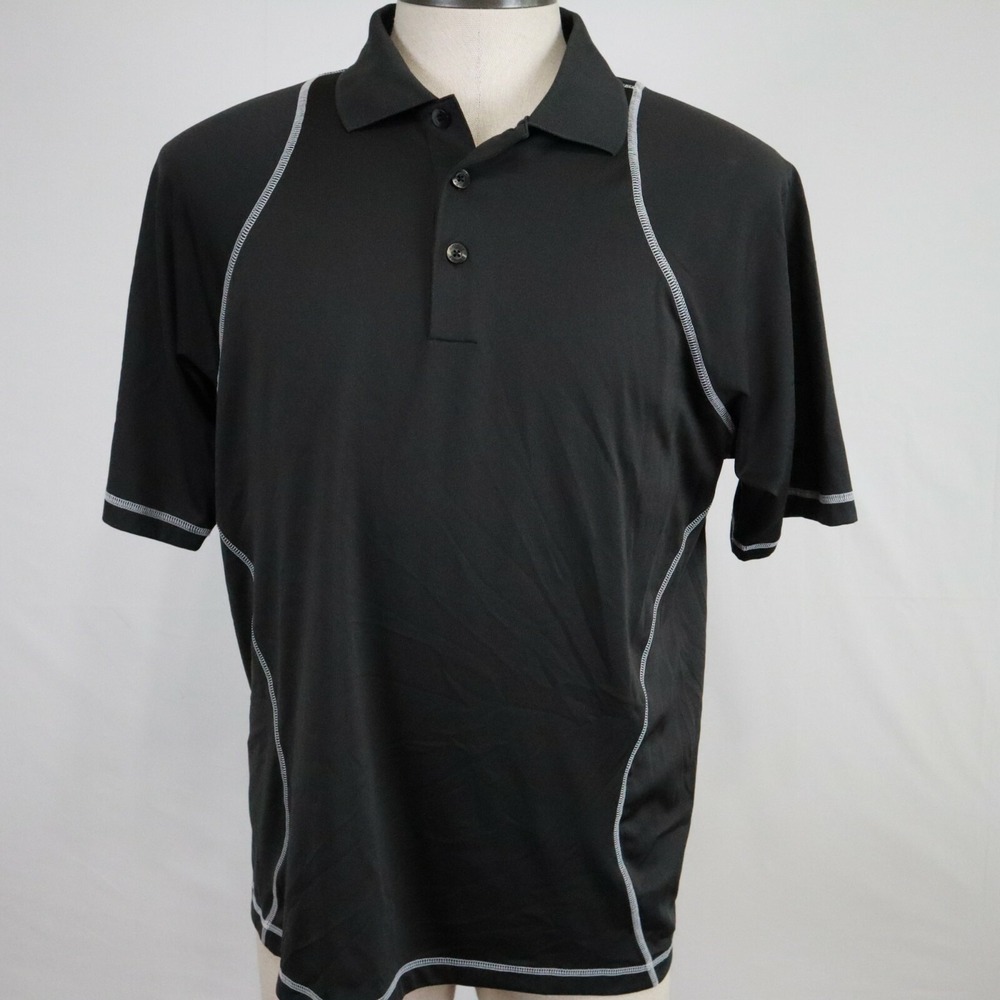 Adidas Golf Polo Shirt Mens Medium Climacool Performance Black Short Sleeve